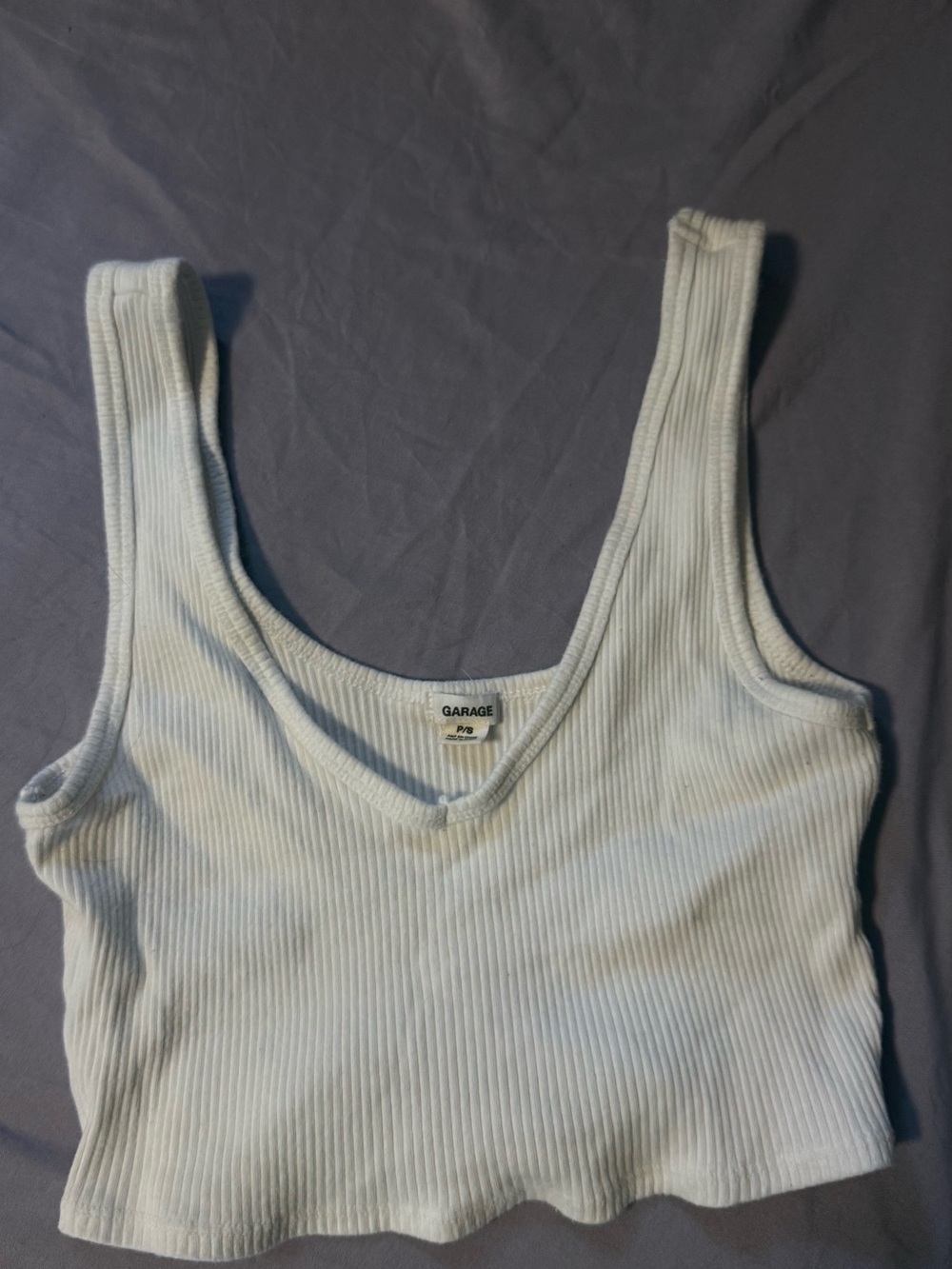 Garage Light Blue Ribbed Crop Tank Top
